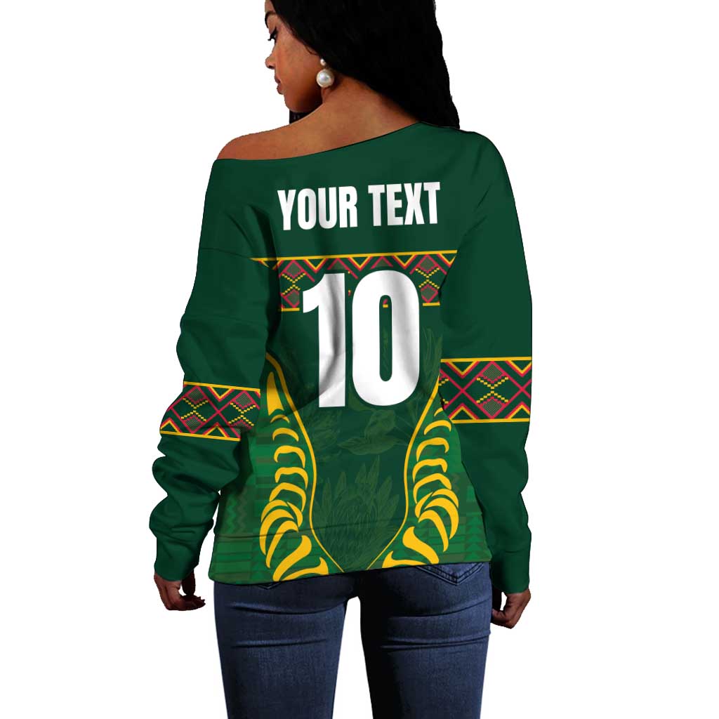 Custom South Africa Rugby Off Shoulder Sweater Springboks Spirit and King Protea