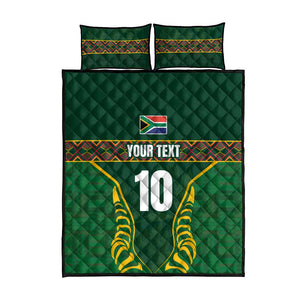 Custom South Africa Rugby Quilt Bed Set Springboks Spirit and King Protea
