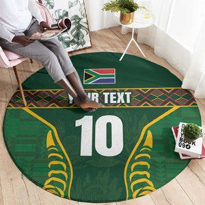 Custom South Africa Rugby Round Carpet Springboks Spirit and King Protea