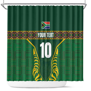 Custom South Africa Rugby Shower Curtain Springboks Spirit and King Protea