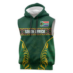Custom South Africa Rugby Sleeveless Hoodie Springboks Spirit and King Protea - African Pride