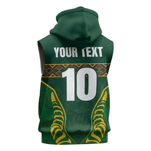 Custom South Africa Rugby Sleeveless Hoodie Springboks Spirit and King Protea - African Pride