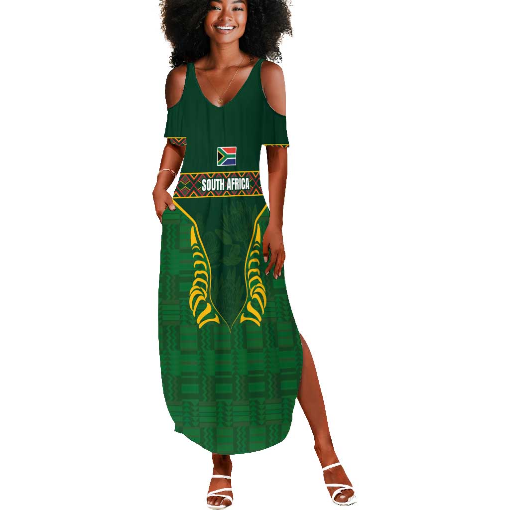 Custom South Africa Rugby Summer Maxi Dress Springboks Spirit and King Protea