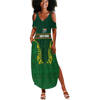 Custom South Africa Rugby Summer Maxi Dress Springboks Spirit and King Protea