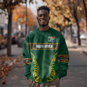 Custom South Africa Rugby Sweatshirt Springboks Spirit and King Protea