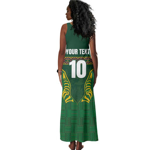Custom South Africa Rugby Tank Maxi Dress Springboks Spirit and King Protea