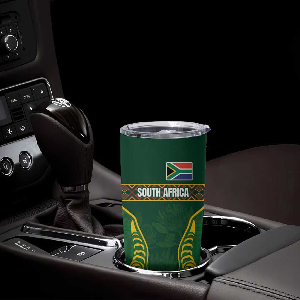 Custom South Africa Rugby Tumbler Cup Springboks Spirit and King Protea