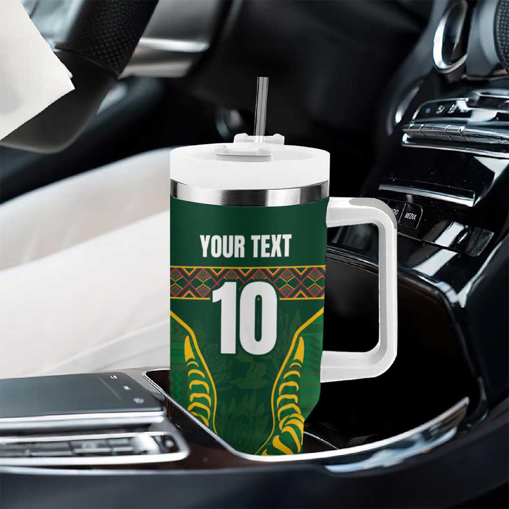 Custom South Africa Rugby Tumbler With Handle Springboks Spirit and King Protea