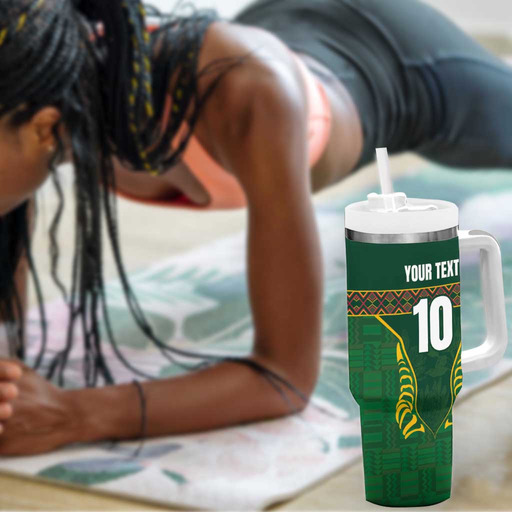 Custom South Africa Rugby Tumbler With Handle Springboks Spirit and King Protea