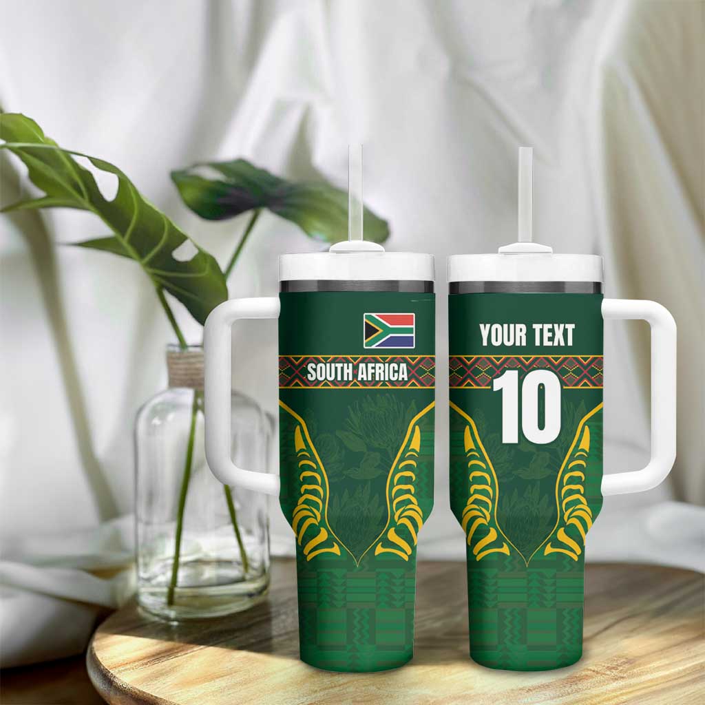 Custom South Africa Rugby Tumbler With Handle Springboks Spirit and King Protea