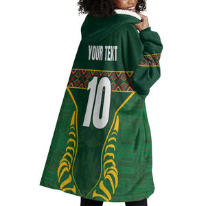 Custom South Africa Rugby Wearable Blanket Hoodie Springboks Spirit and King Protea