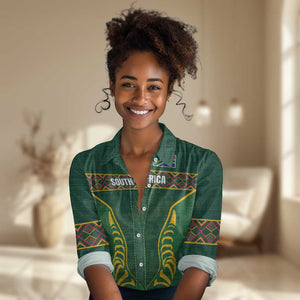 Custom South Africa Rugby Women Casual Shirt Springboks Spirit and King Protea