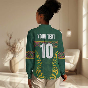 Custom South Africa Rugby Women Casual Shirt Springboks Spirit and King Protea