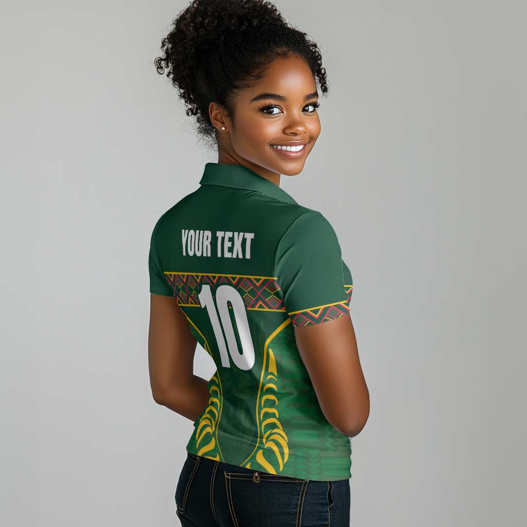 Custom South Africa Rugby Women Polo Shirt Springboks Spirit and King Protea