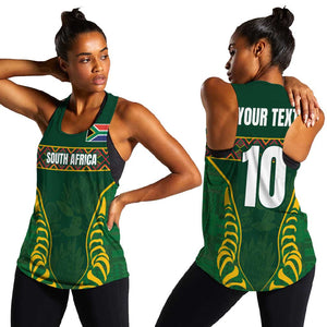 Custom South Africa Rugby Women Racerback Tank Springboks Spirit and King Protea
