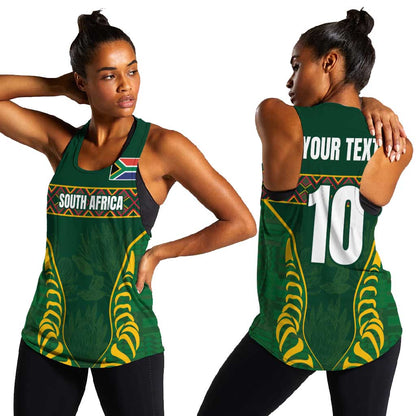 Custom South Africa Rugby Women Racerback Tank Springboks Spirit and King Protea