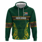 Custom South Africa Rugby Zip Hoodie Springboks Spirit and King Protea