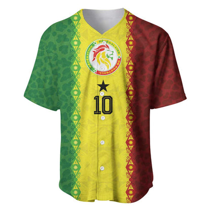 Custom Senegal National Football Baseball Jersey Lions Of Teranga Leopard Print Tribal Flag Graphic