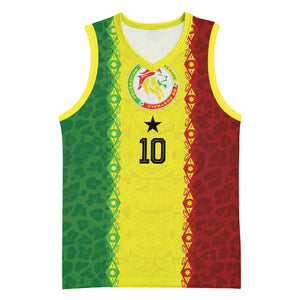 Custom Senegal National Football Basketball Jersey Lions Of Teranga Leopard Print Tribal Flag Graphic