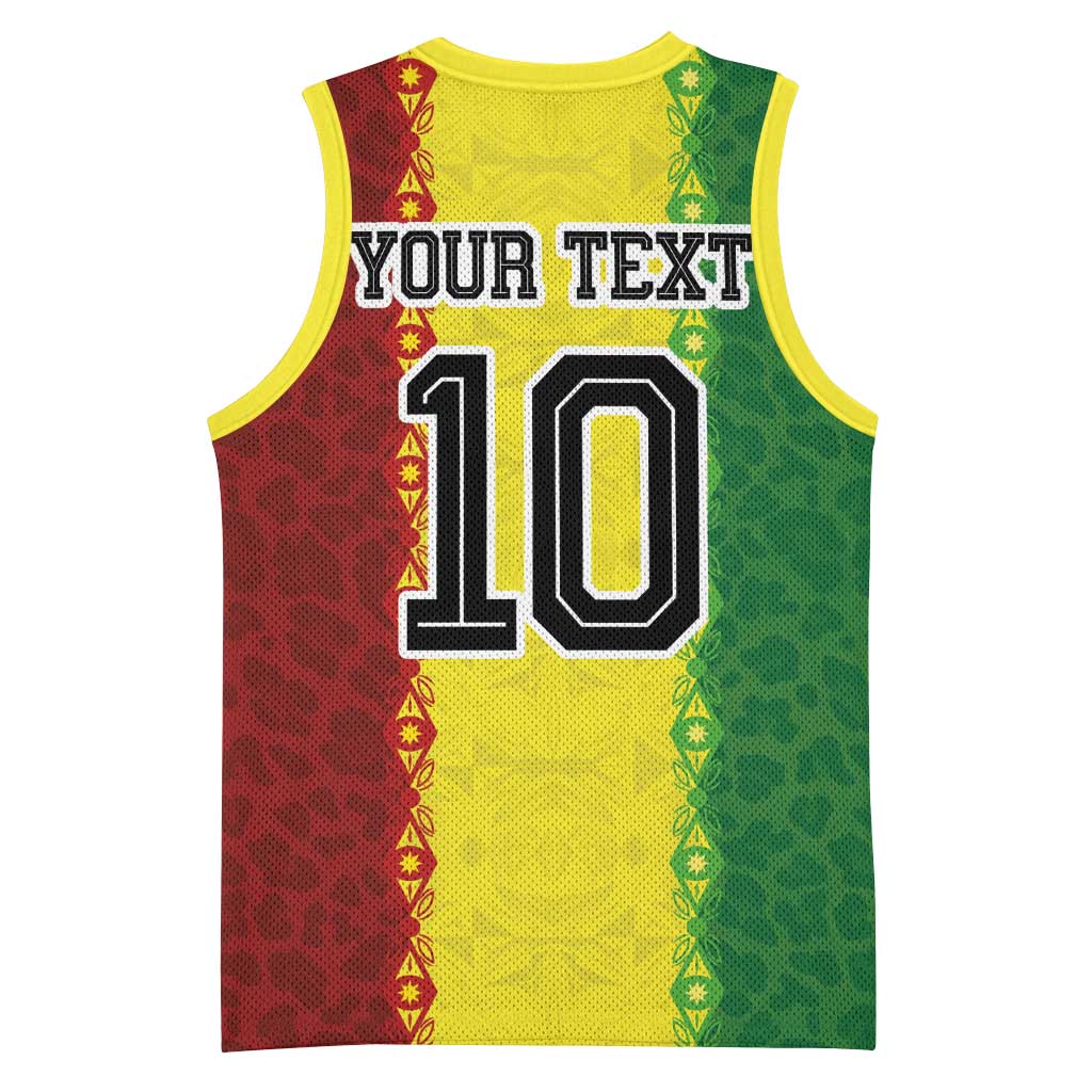Custom Senegal National Football Basketball Jersey Lions Of Teranga Leopard Print Tribal Flag Graphic