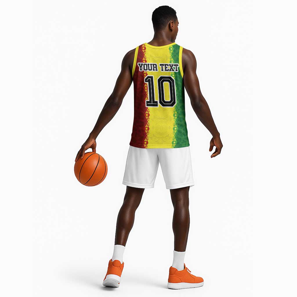 Custom Senegal National Football Basketball Jersey Lions Of Teranga Leopard Print Tribal Flag Graphic