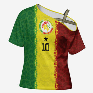 Custom Senegal National Football Cross Shoulder Shirt Lions Of Teranga Leopard Print Tribal Flag Graphic