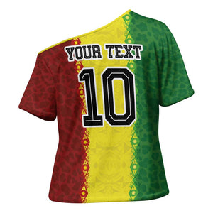 Custom Senegal National Football Cross Shoulder Shirt Lions Of Teranga Leopard Print Tribal Flag Graphic
