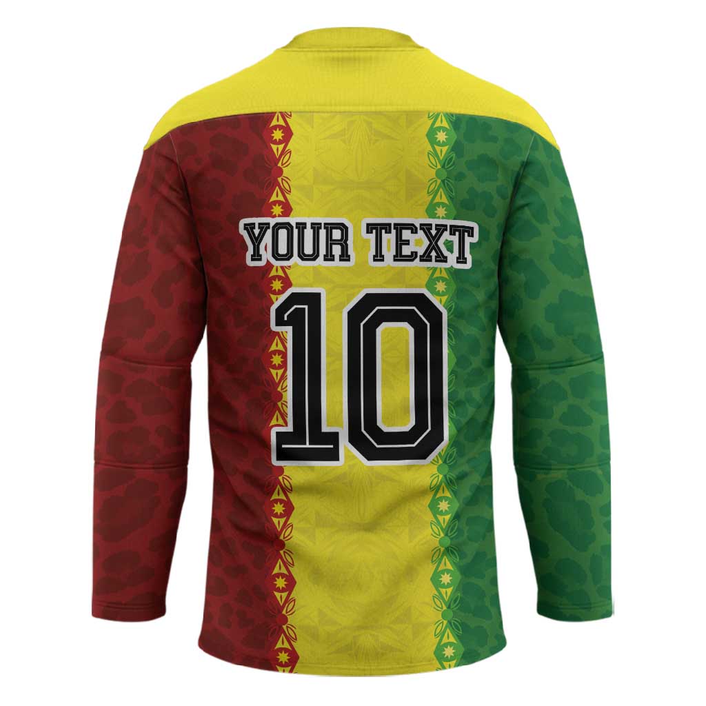 Custom Senegal National Football Hockey Jersey Lions Of Teranga Leopard Print Tribal Flag Graphic