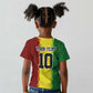 Custom Senegal National Football Kid T shirt Lions Of Teranga Leopard Print Tribal Flag Graphic