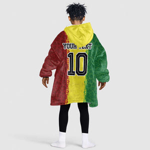 Custom Senegal National Football Kid Wearable Blanket Hoodie Lions Of Teranga Leopard Print Tribal Flag Graphic