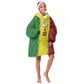 Custom Senegal National Football Kid Wearable Blanket Hoodie Lions Of Teranga Leopard Print Tribal Flag Graphic