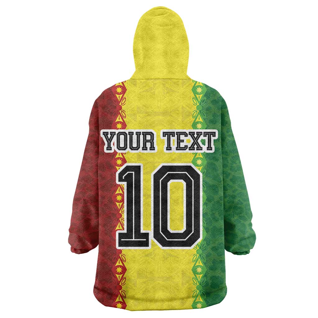 Custom Senegal National Football Kid Wearable Blanket Hoodie Lions Of Teranga Leopard Print Tribal Flag Graphic