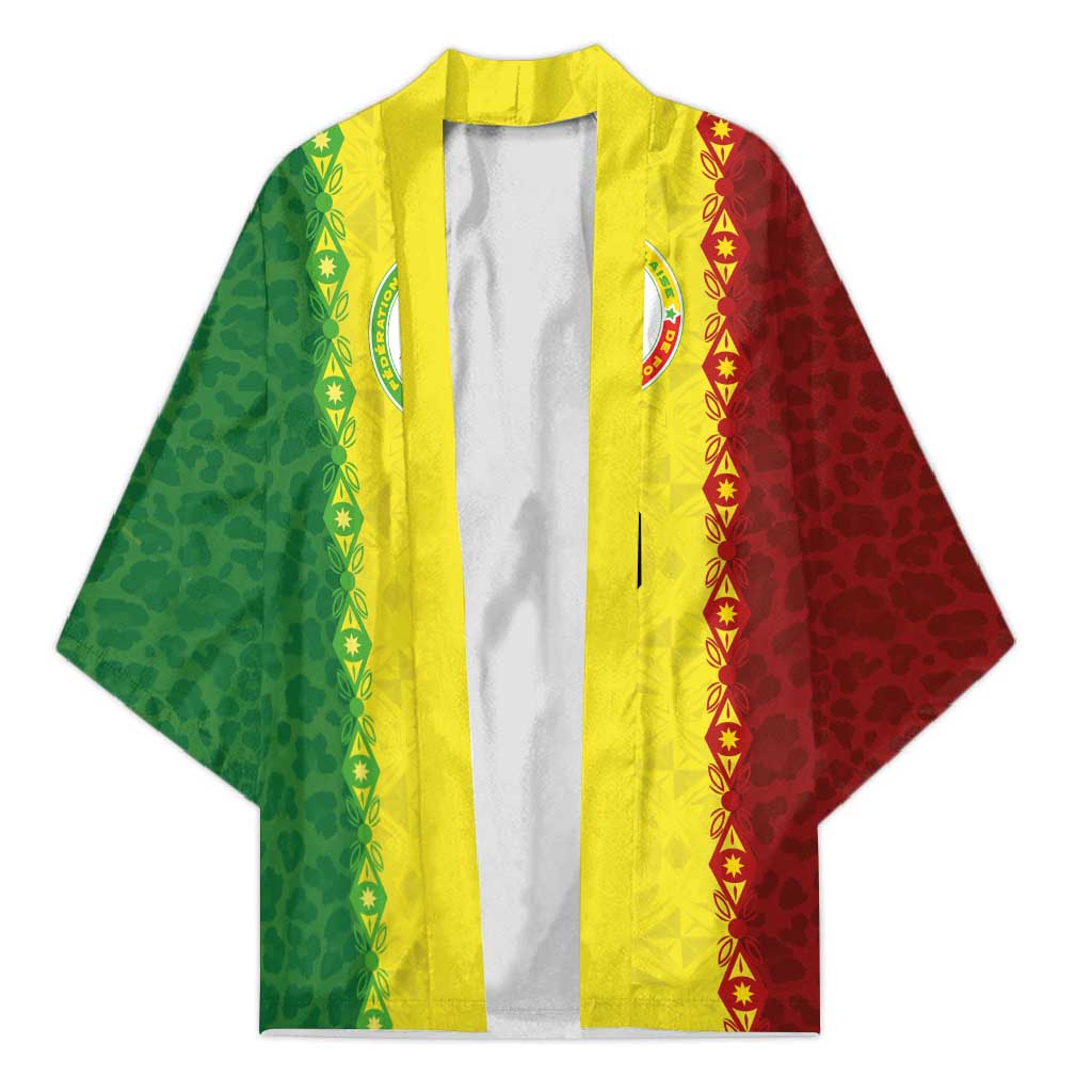 Custom Senegal National Football Kimono Lions Of Teranga Leopard Print Tribal Flag Graphic