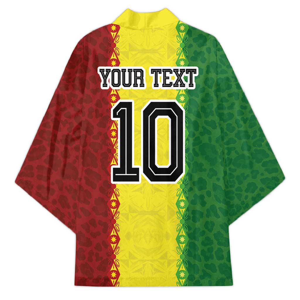 Custom Senegal National Football Kimono Lions Of Teranga Leopard Print Tribal Flag Graphic