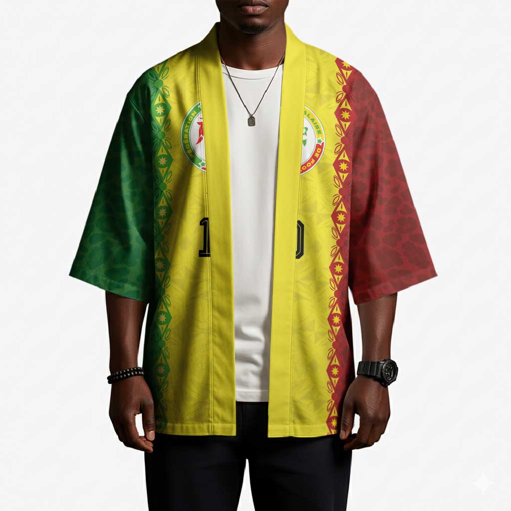 Custom Senegal National Football Kimono Lions Of Teranga Leopard Print Tribal Flag Graphic