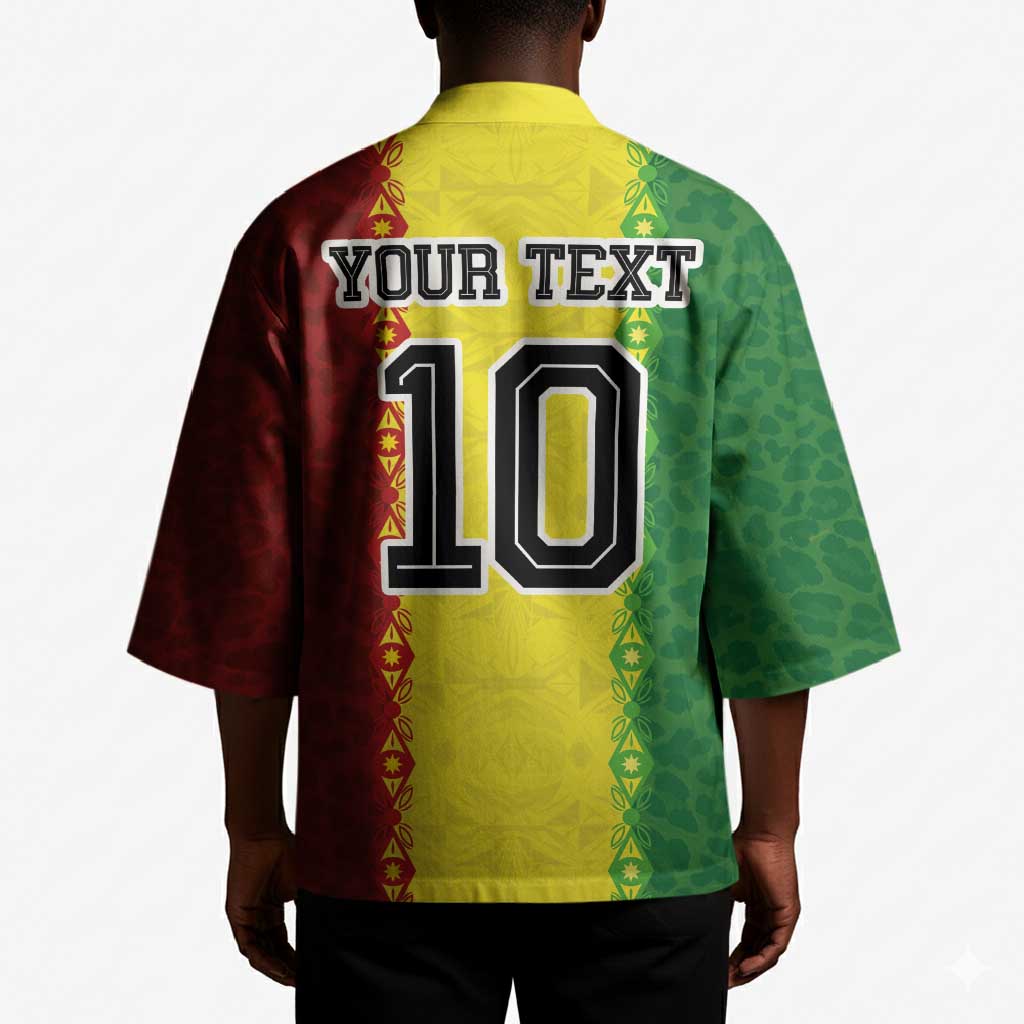 Custom Senegal National Football Kimono Lions Of Teranga Leopard Print Tribal Flag Graphic