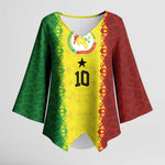 Custom Senegal National Football Kimono Sleeve Blouse Lions Of Teranga Leopard Print Tribal Flag Graphic