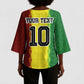 Custom Senegal National Football Kimono Sleeve Blouse Lions Of Teranga Leopard Print Tribal Flag Graphic