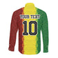 Custom Senegal National Football Long Sleeve Button Shirt Lions Of Teranga Leopard Print Tribal Flag Graphic
