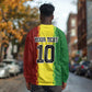 Custom Senegal National Football Long Sleeve Shirt Lions Of Teranga Leopard Print Tribal Flag Graphic