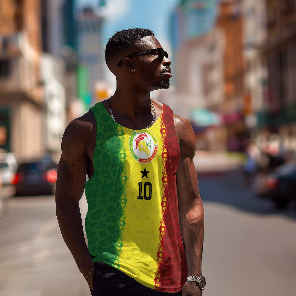 Custom Senegal National Football Men Tank Top Lions Of Teranga Leopard Print Tribal Flag Graphic