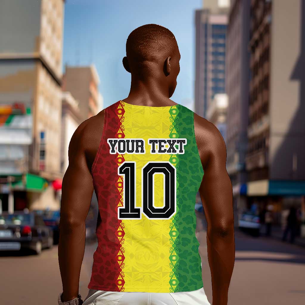 Custom Senegal National Football Men Tank Top Lions Of Teranga Leopard Print Tribal Flag Graphic