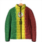 Custom Senegal National Football Padded Jacket Lions Of Teranga Leopard Print Tribal Flag Graphic