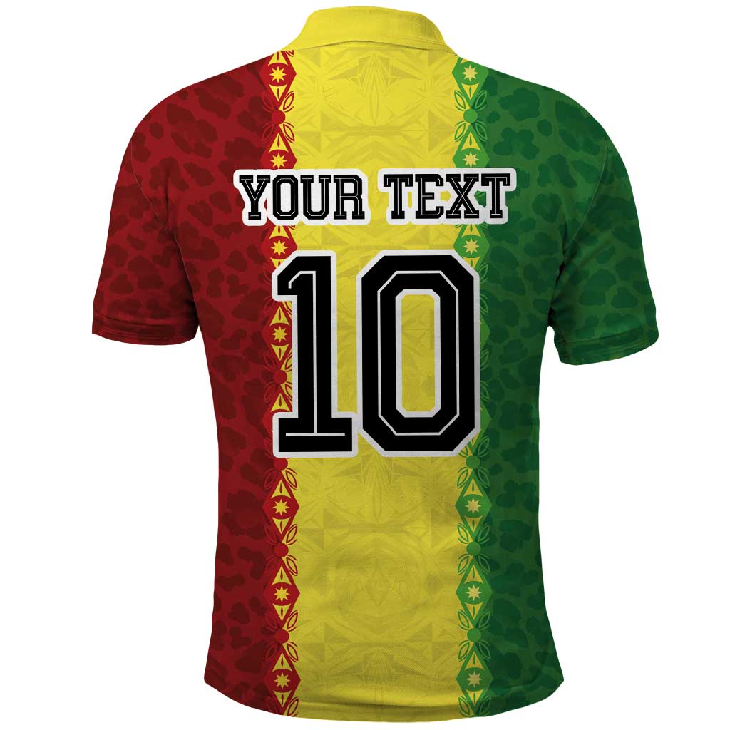 Custom Senegal National Football Polo Shirt Lions Of Teranga Leopard Print Tribal Flag Graphic
