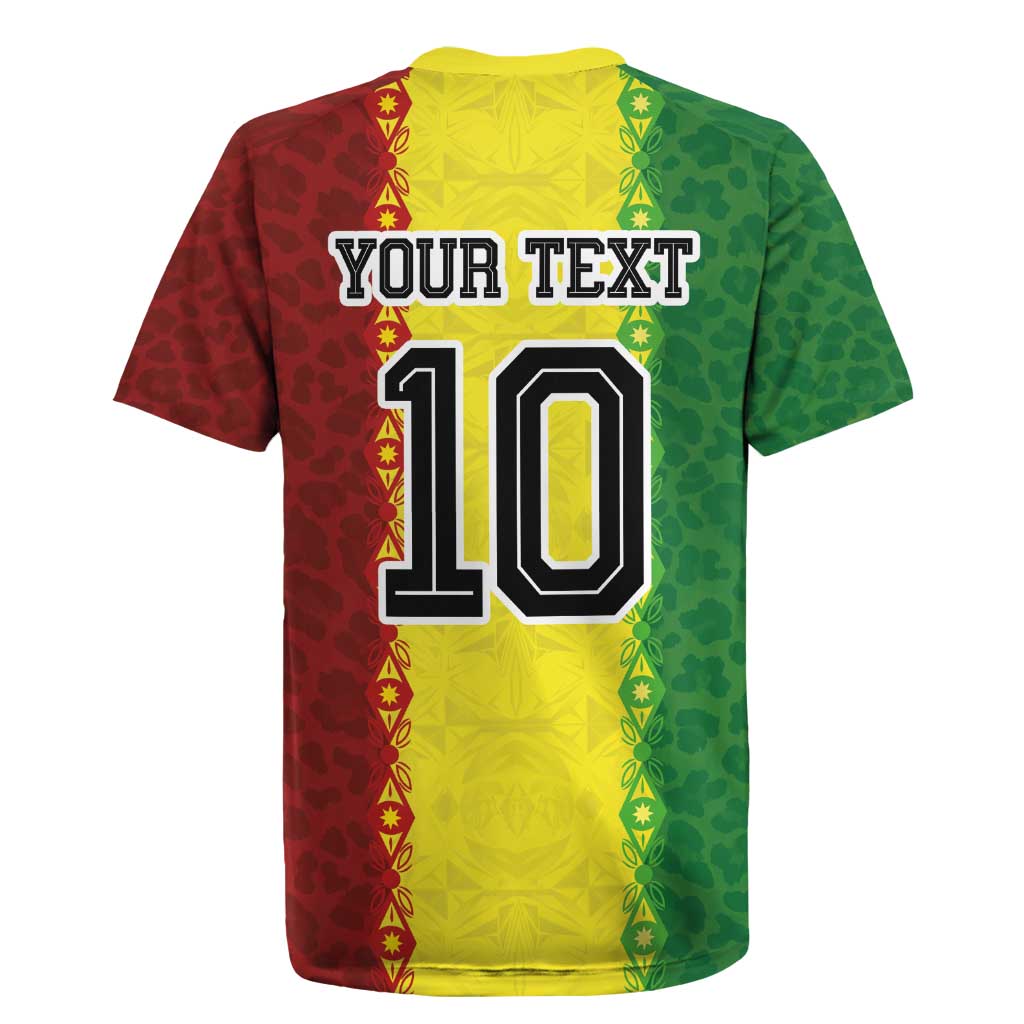 Custom Senegal National Football Rugby Jersey Lions Of Teranga Leopard Print Tribal Flag Graphic