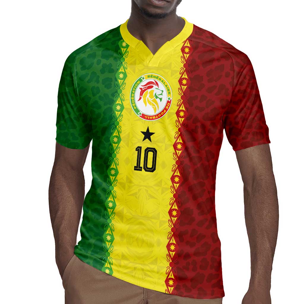 Custom Senegal National Football Rugby Jersey Lions Of Teranga Leopard Print Tribal Flag Graphic