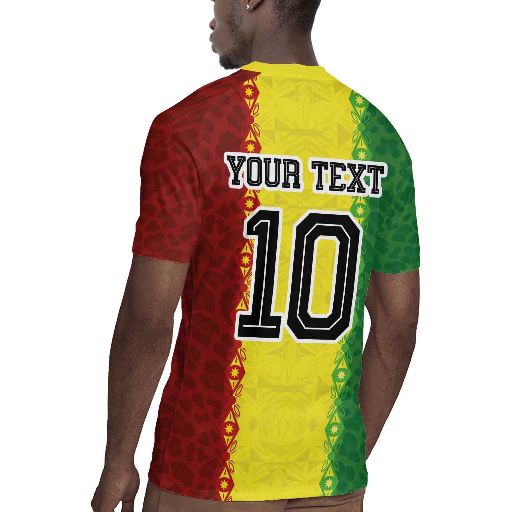 Custom Senegal National Football Rugby Jersey Lions Of Teranga Leopard Print Tribal Flag Graphic