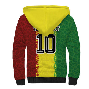 Custom Senegal National Football Sherpa Hoodie Lions Of Teranga Leopard Print Tribal Flag Graphic