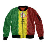 Custom Senegal National Football Sleeve Zip Bomber Jacket Lions Of Teranga Leopard Print Tribal Flag Graphic
