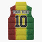 Custom Senegal National Football Sleeveless Puffer Jacket Lions Of Teranga Leopard Print Tribal Flag Graphic